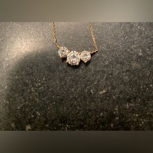 Moissanite 3-stone necklace, 2 ct tw, 14 kt yellow gold, 16"